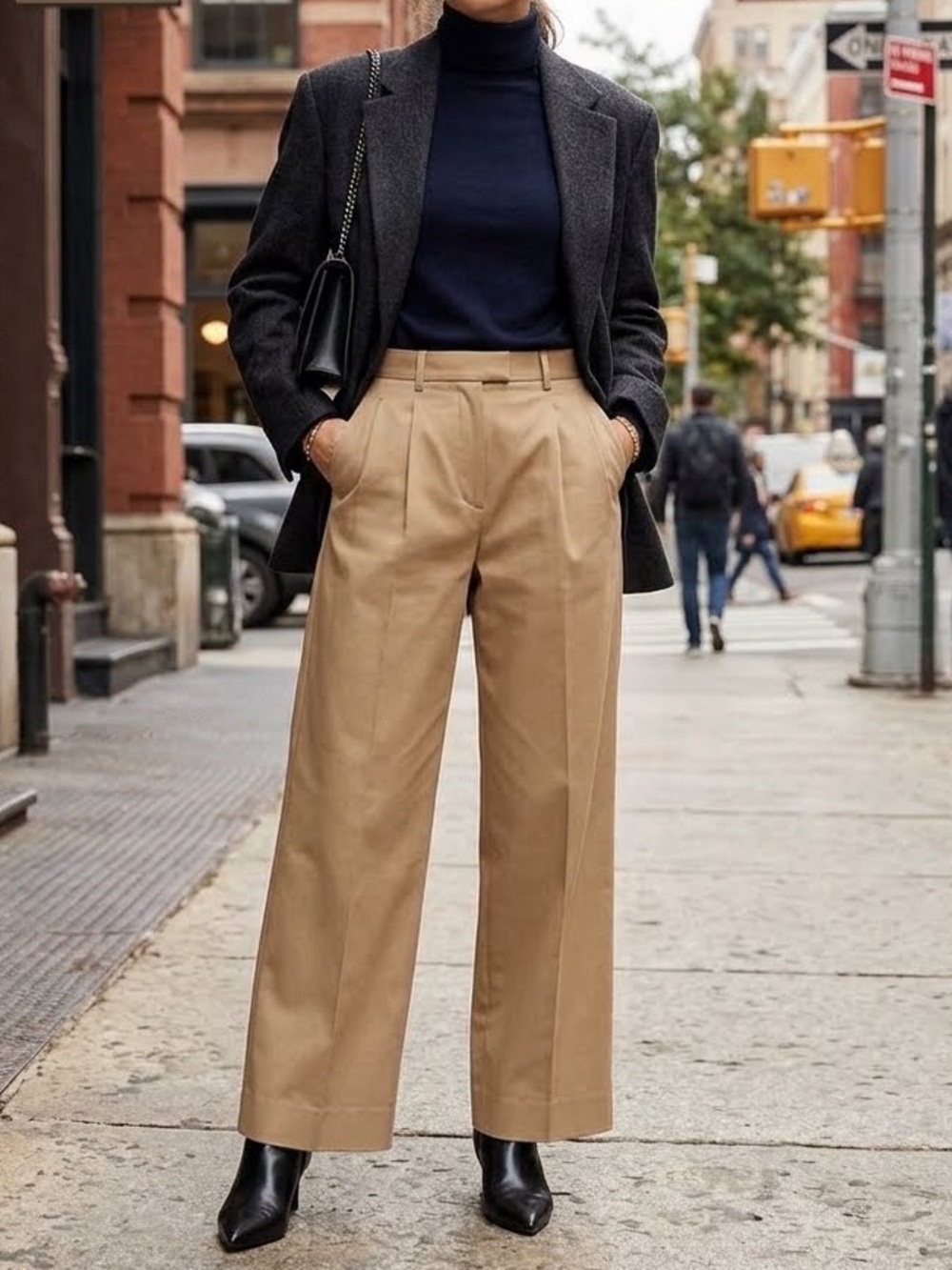 Kate Hill Wide Leg High Rise Khaki Trousers Size 8